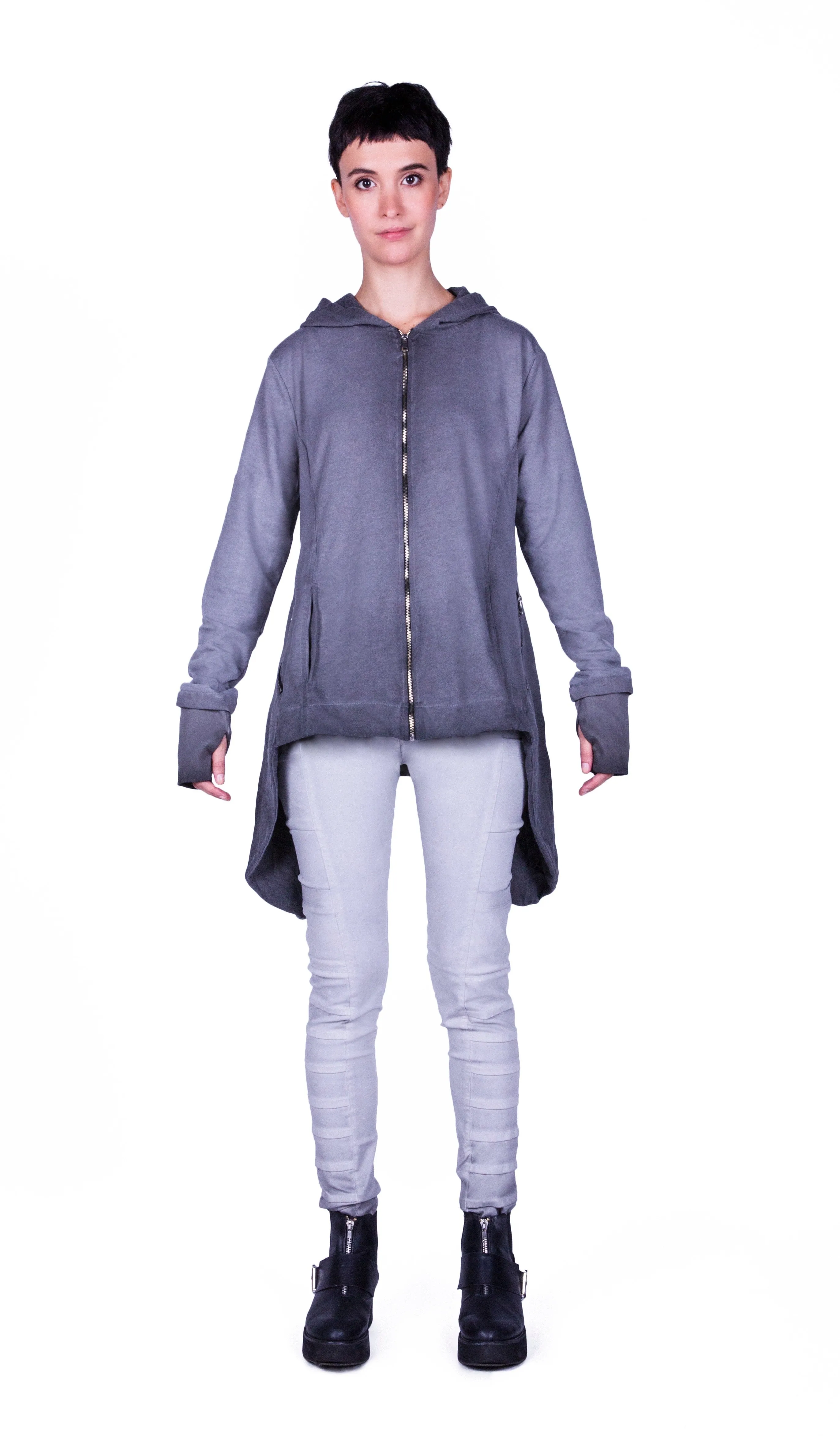 ASYMMETRIC ZIP UP HOODY