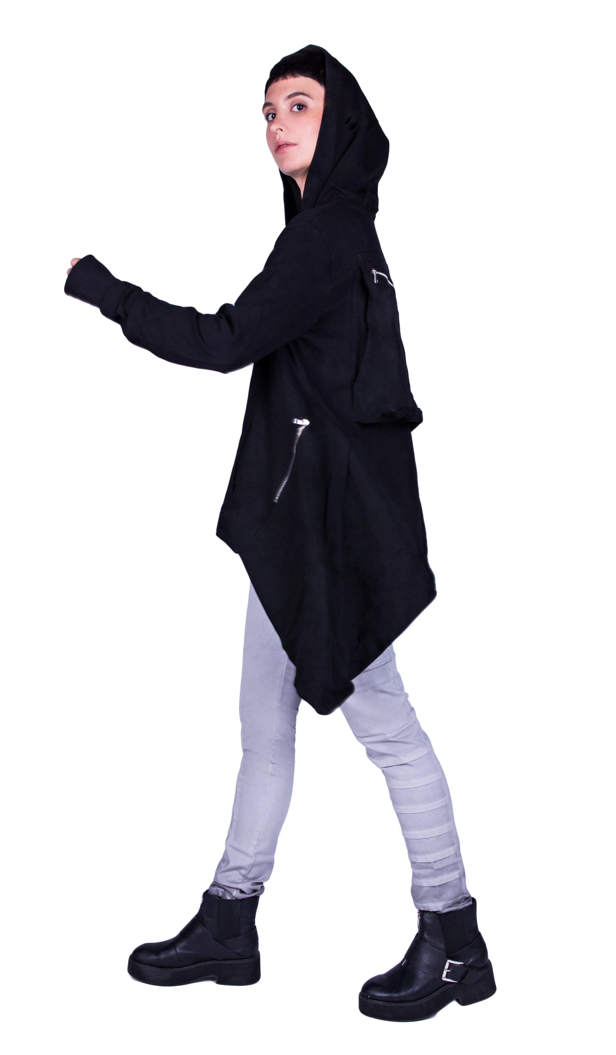 ASYMMETRIC ZIP UP HOODY