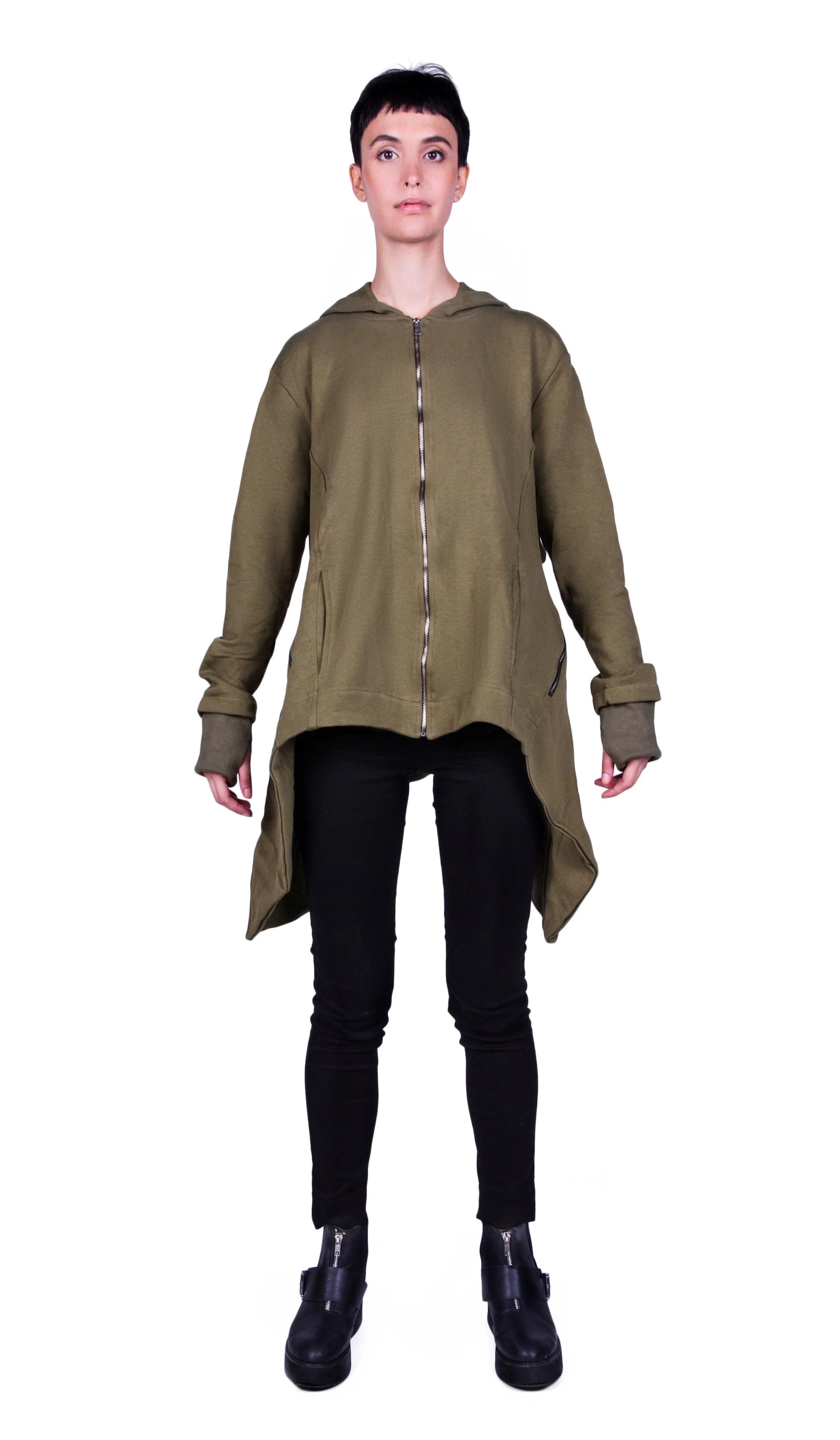 ASYMMETRIC ZIP UP HOODY