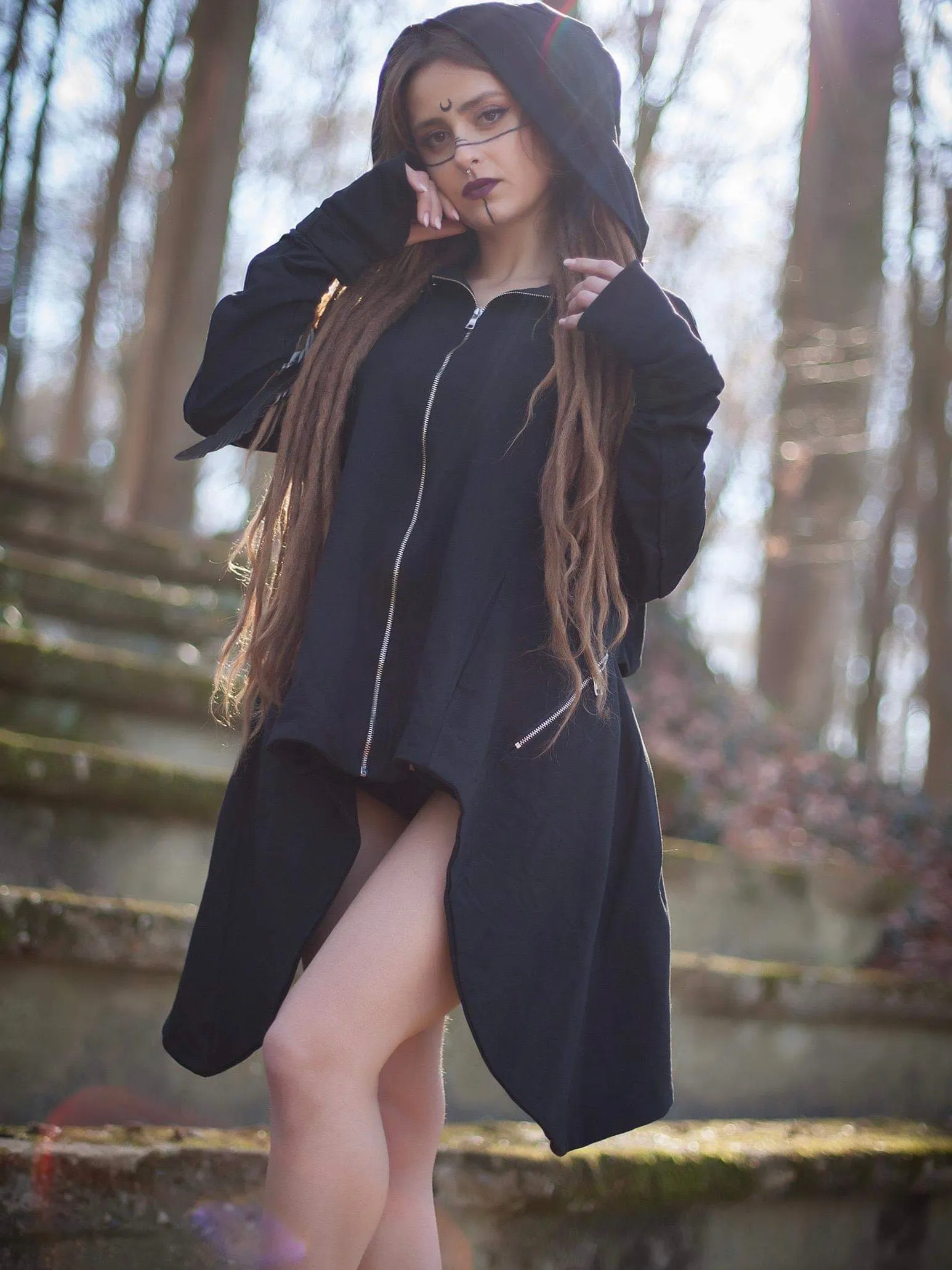 ASYMMETRIC ZIP UP HOODY