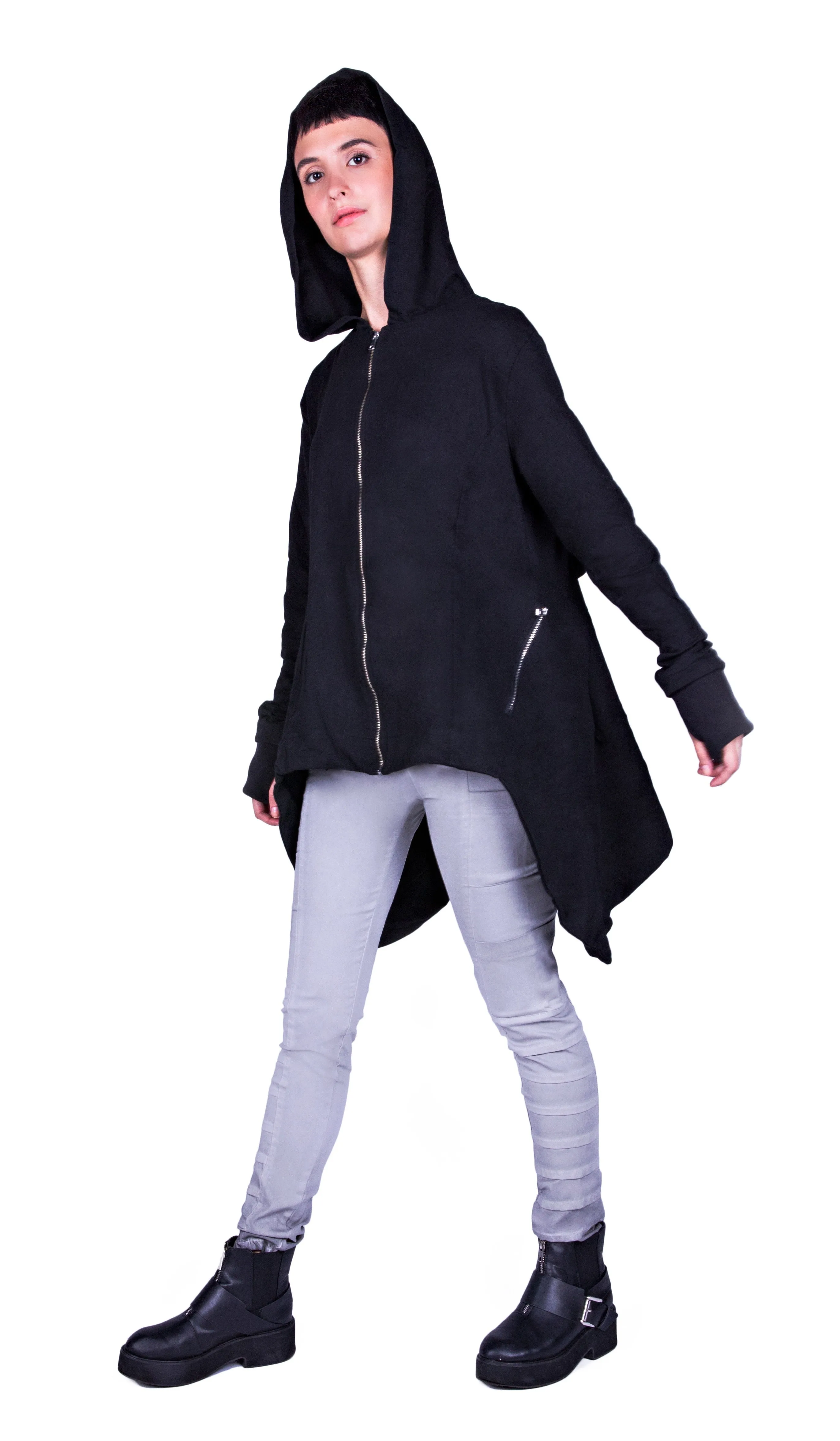 ASYMMETRIC ZIP UP HOODY