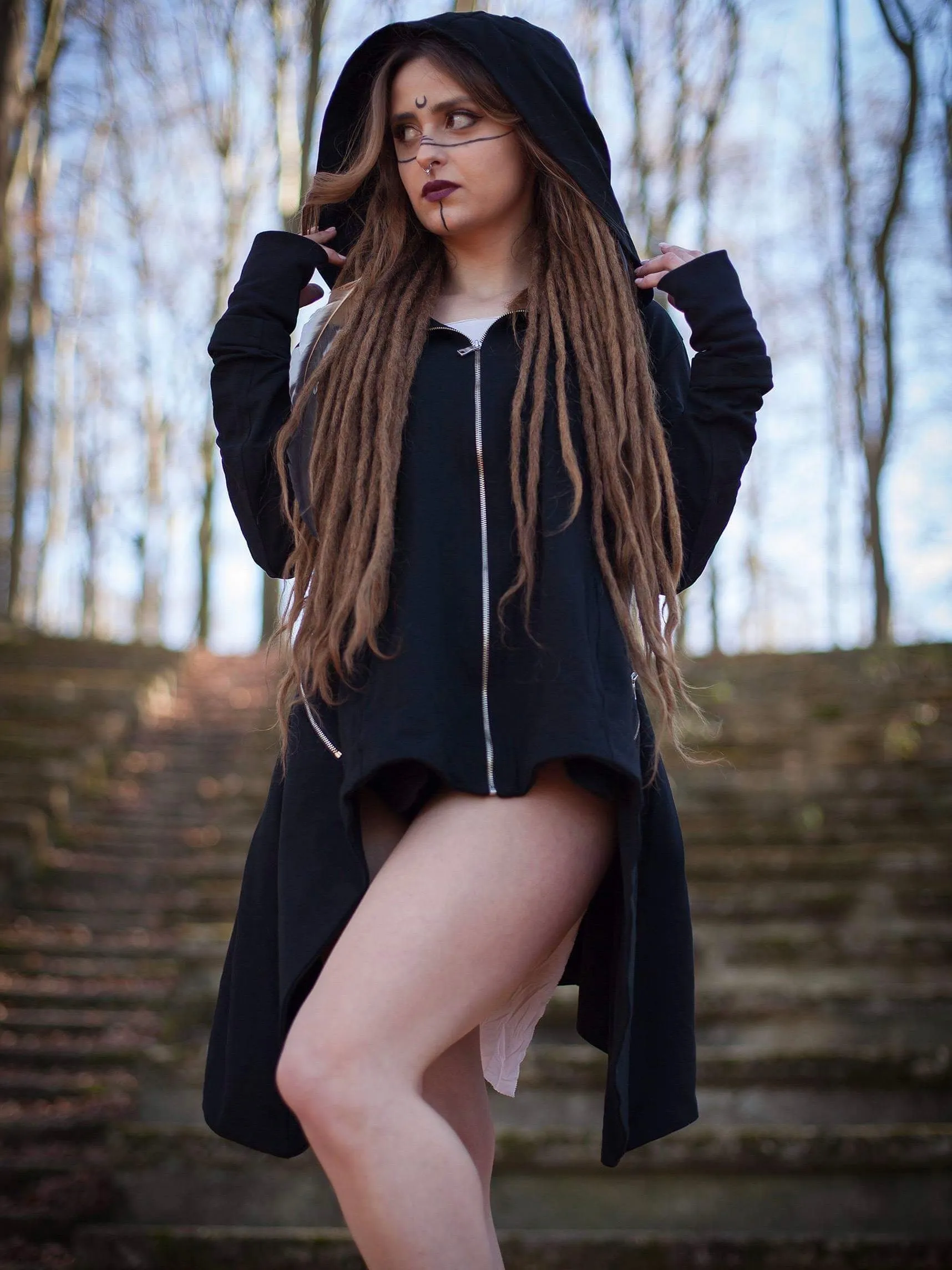 ASYMMETRIC ZIP UP HOODY
