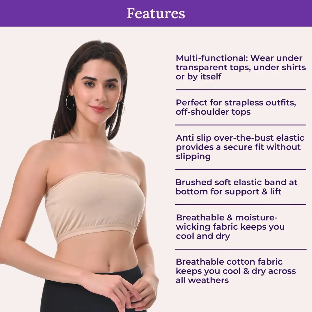 Bandeau/Tube Bra For Women | Strapless Bra | Silicone Anti-Slip Band | Triple Layer Front Panel | Conceals Visibility Of Nipples
