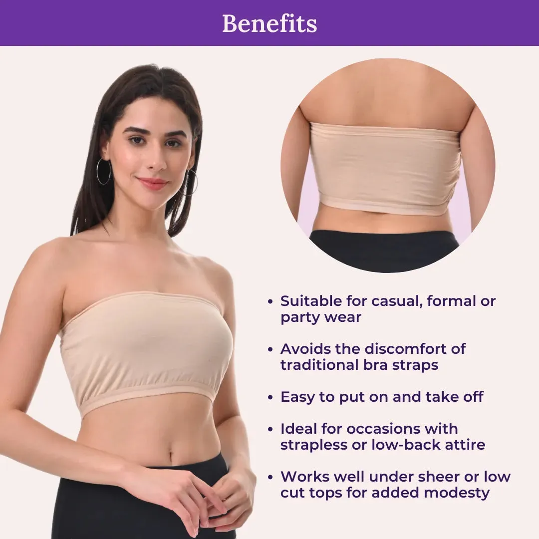 Bandeau/Tube Bra For Women | Strapless Bra | Silicone Anti-Slip Band | Triple Layer Front Panel | Conceals Visibility Of Nipples