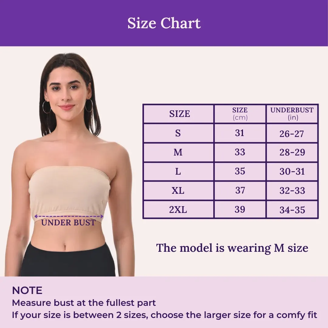 Bandeau/Tube Bra For Women | Strapless Bra | Silicone Anti-Slip Band | Triple Layer Front Panel | Conceals Visibility Of Nipples