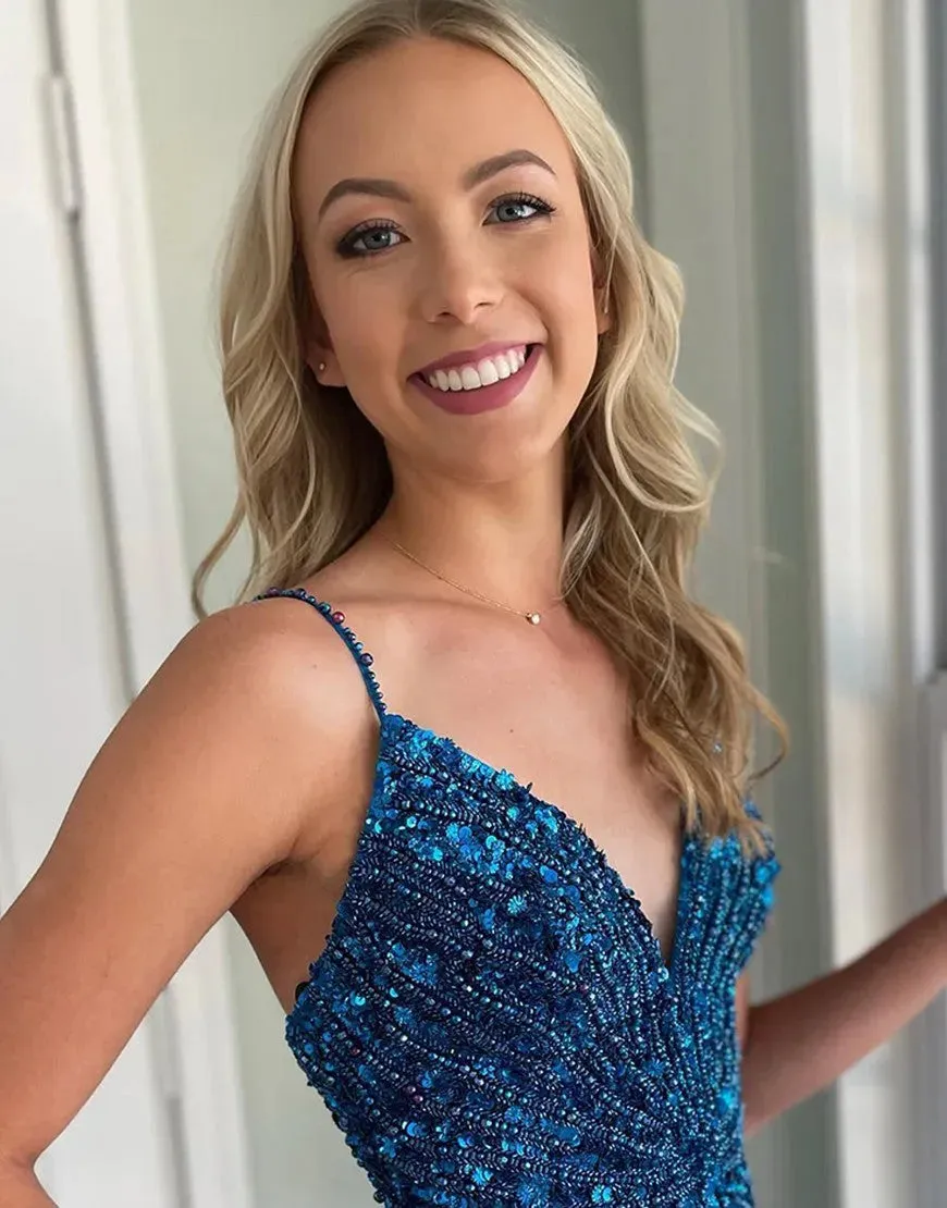 Beaded Homecoming Dress Gorgeous V-Neck Glitter With Fringe