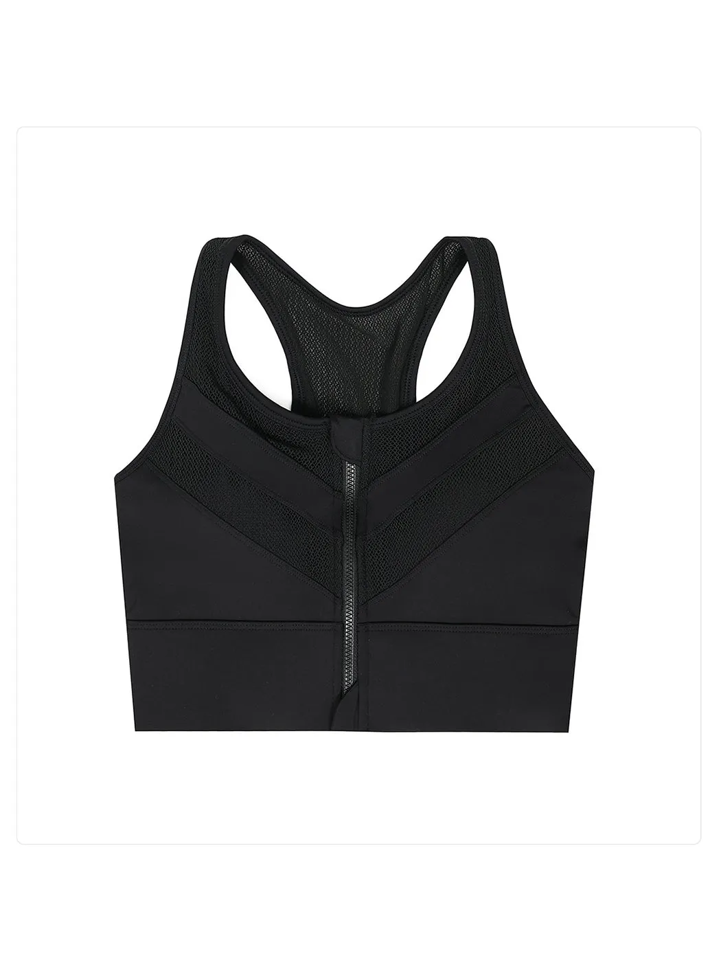 Breathable Fixed Padded Front Zipper Shockproof Sports Bra