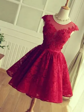 Bridelily A-Line Jewel Sleeveless Short/Mini With Applique Lace Dresses