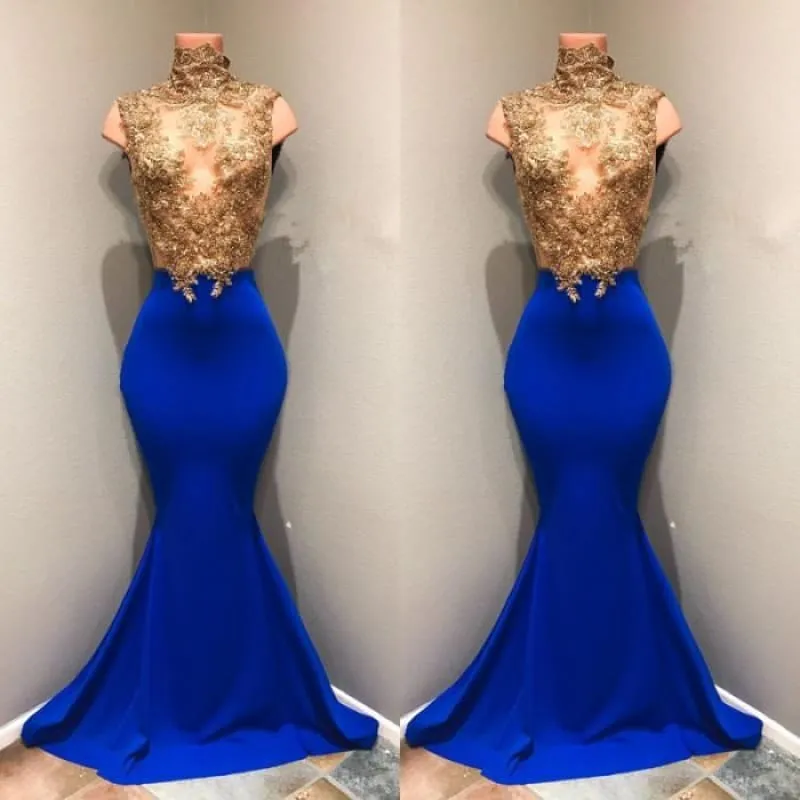 Bridelily Royal-blue 2019 Prom Dress, 2019 Lace Appliques Evening Dress RM0