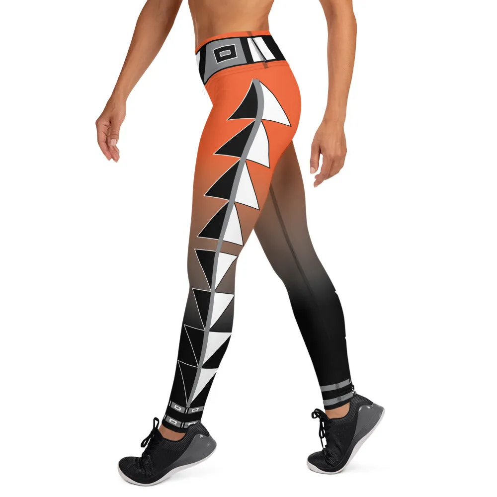 Centered Orange and black fade Yoga Leggings