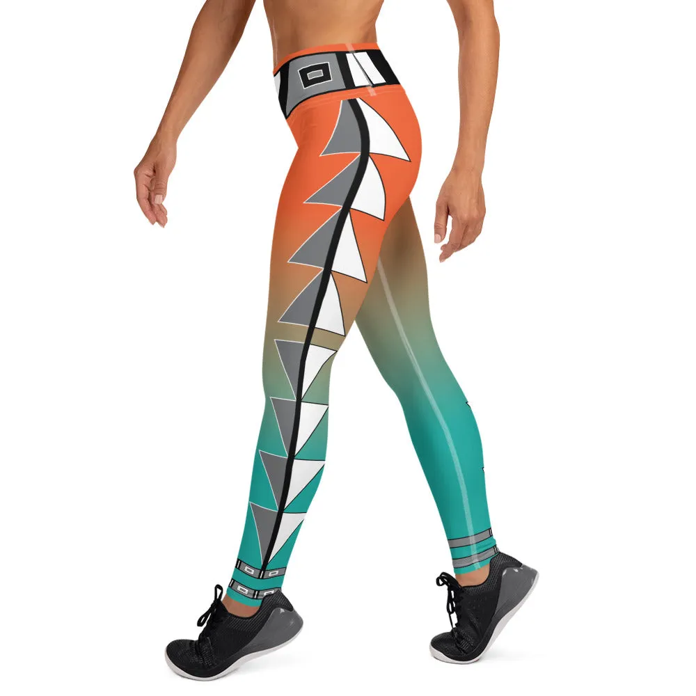Centered Orange and Turquoise Fade Yoga Leggings