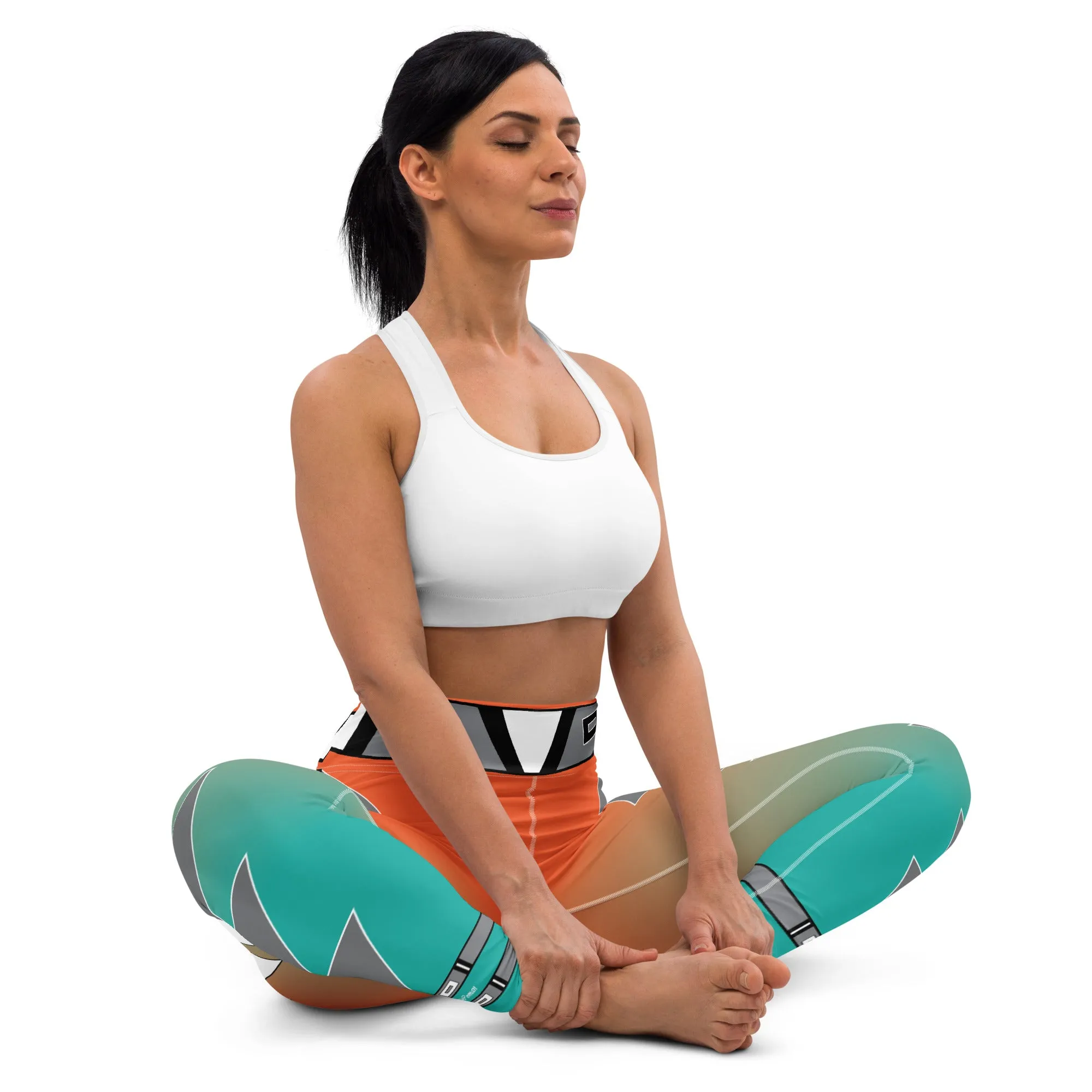 Centered Orange and Turquoise Fade Yoga Leggings