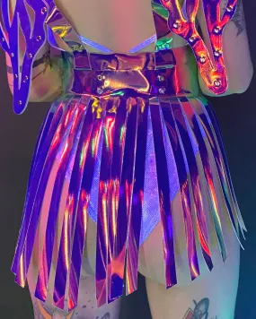 Dark Holo Iridescent Fringe Skirt