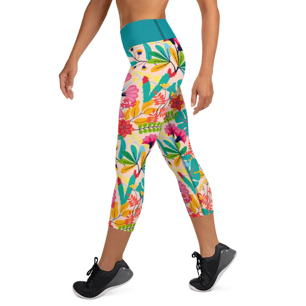 Exotic Flowers - Yoga Capri Leggings