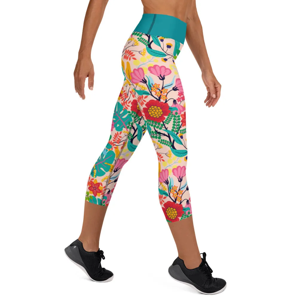 Exotic Flowers - Yoga Capri Leggings
