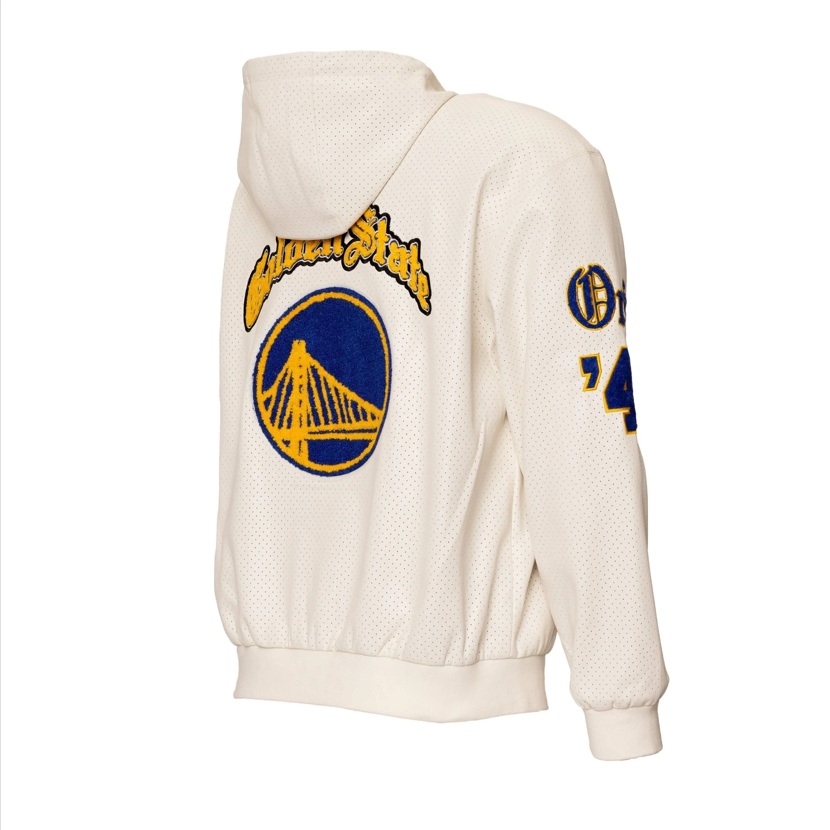 GOLDEN STATE WARRIORS 1946 LIGHTWEIGHT VEGAN ZIP-UP HOODED JACKET White