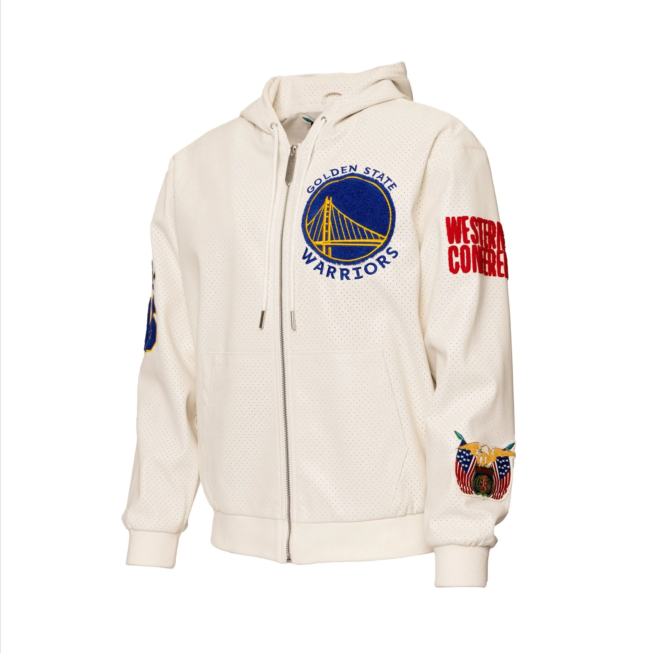 GOLDEN STATE WARRIORS 1946 LIGHTWEIGHT VEGAN ZIP-UP HOODED JACKET White