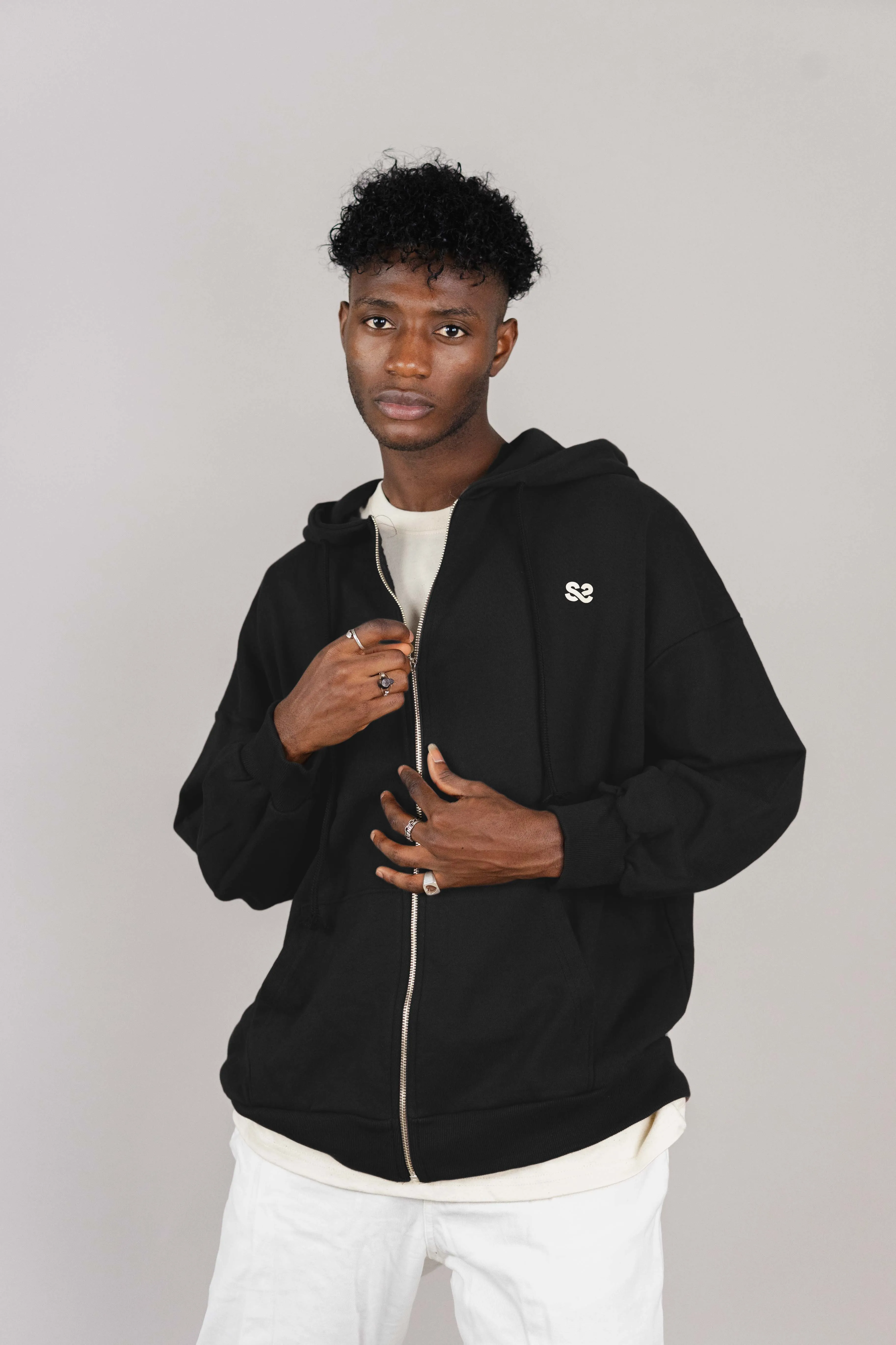 KEEP FASHION WEIRD BLACK ZIP UP HOODIE