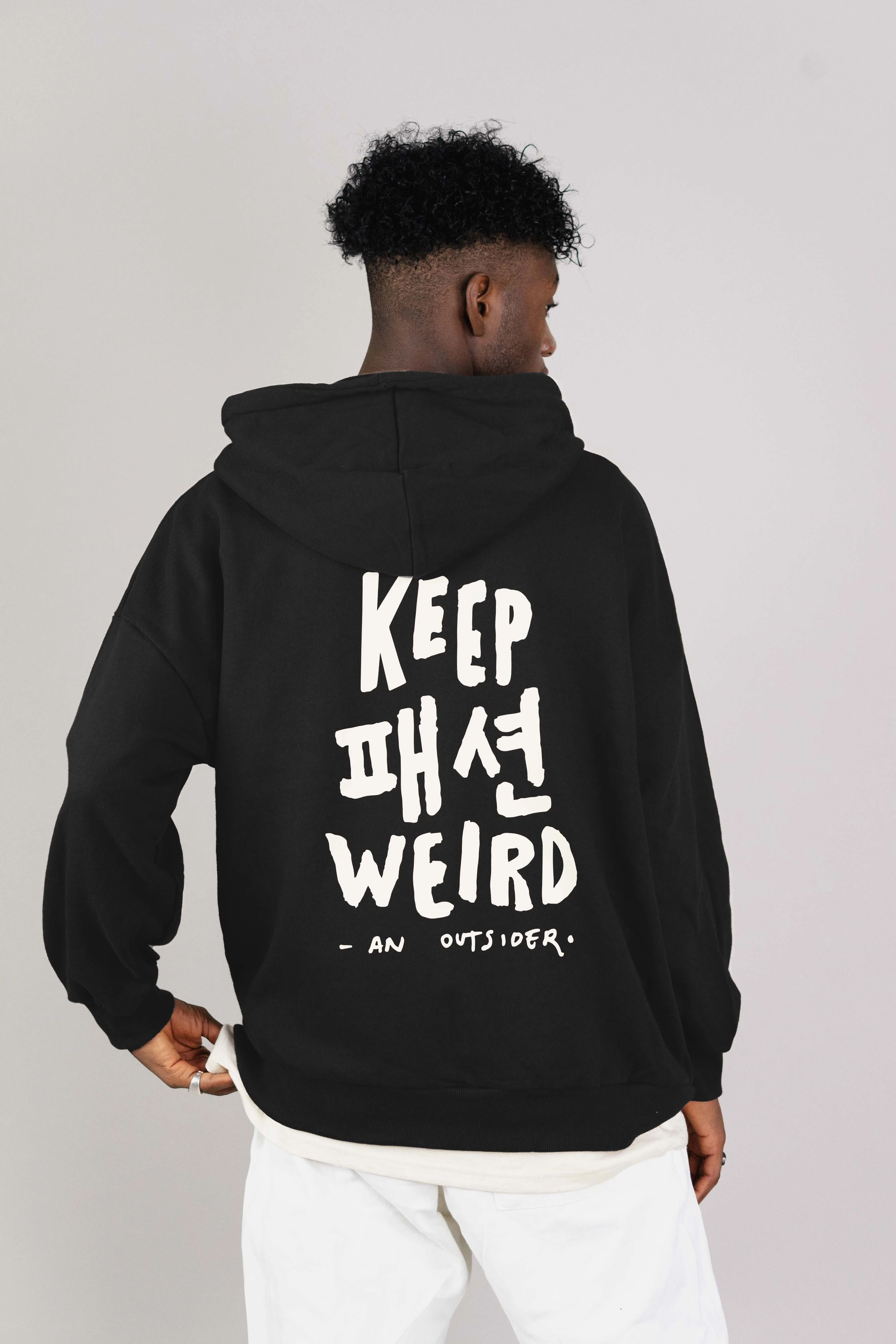 KEEP FASHION WEIRD BLACK ZIP UP HOODIE