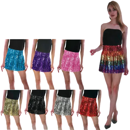 Ladies Adult Deluxe SEQUIN SKIRT Party Costume Dress Up Bling Fringe Tassel