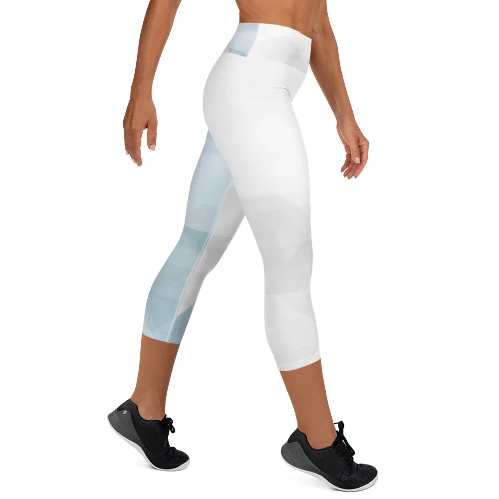 Sky-Blue Summer Yoga Capri Leggings