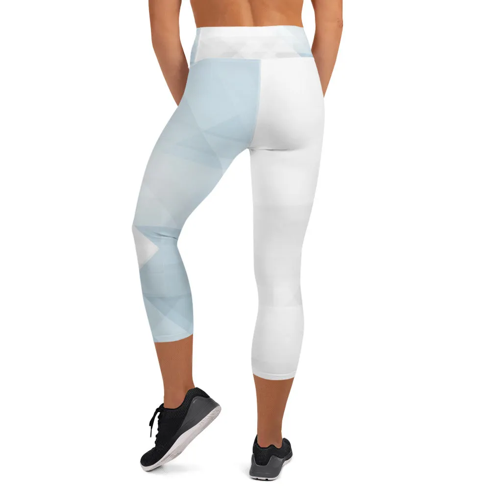 Sky-Blue Summer Yoga Capri Leggings