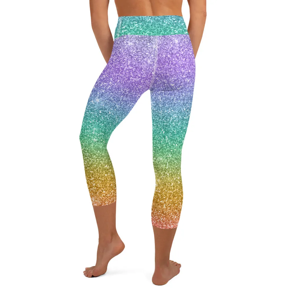 Tropical Sunset Glitz Capri Leggings
