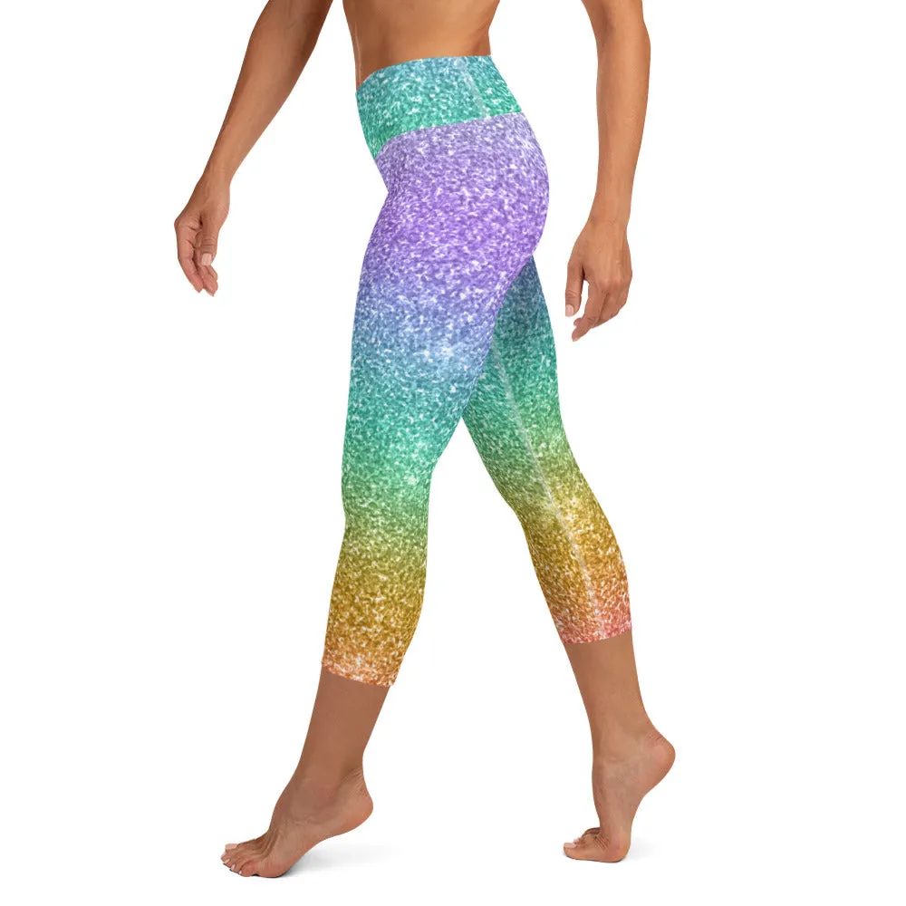Tropical Sunset Glitz Capri Leggings