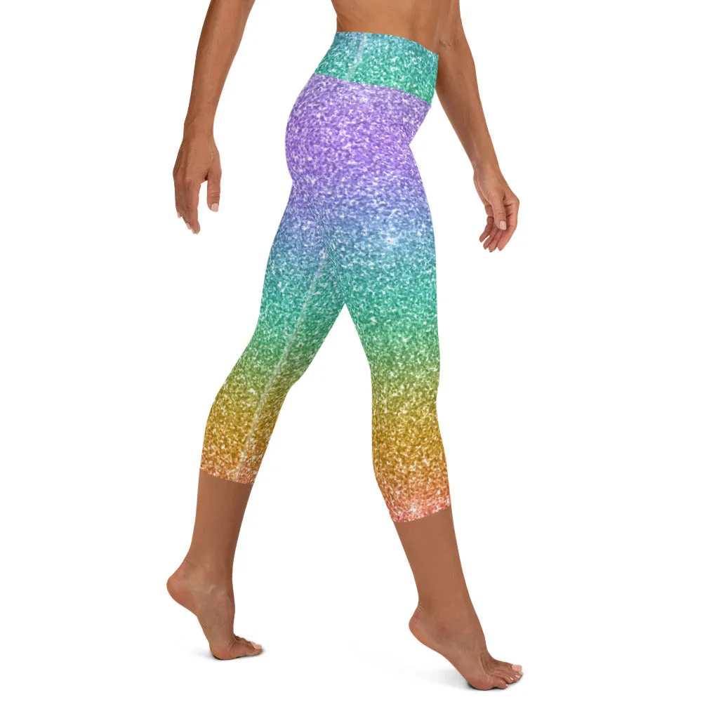 Tropical Sunset Glitz Capri Leggings