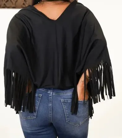 Western Fringe Sleeve Top