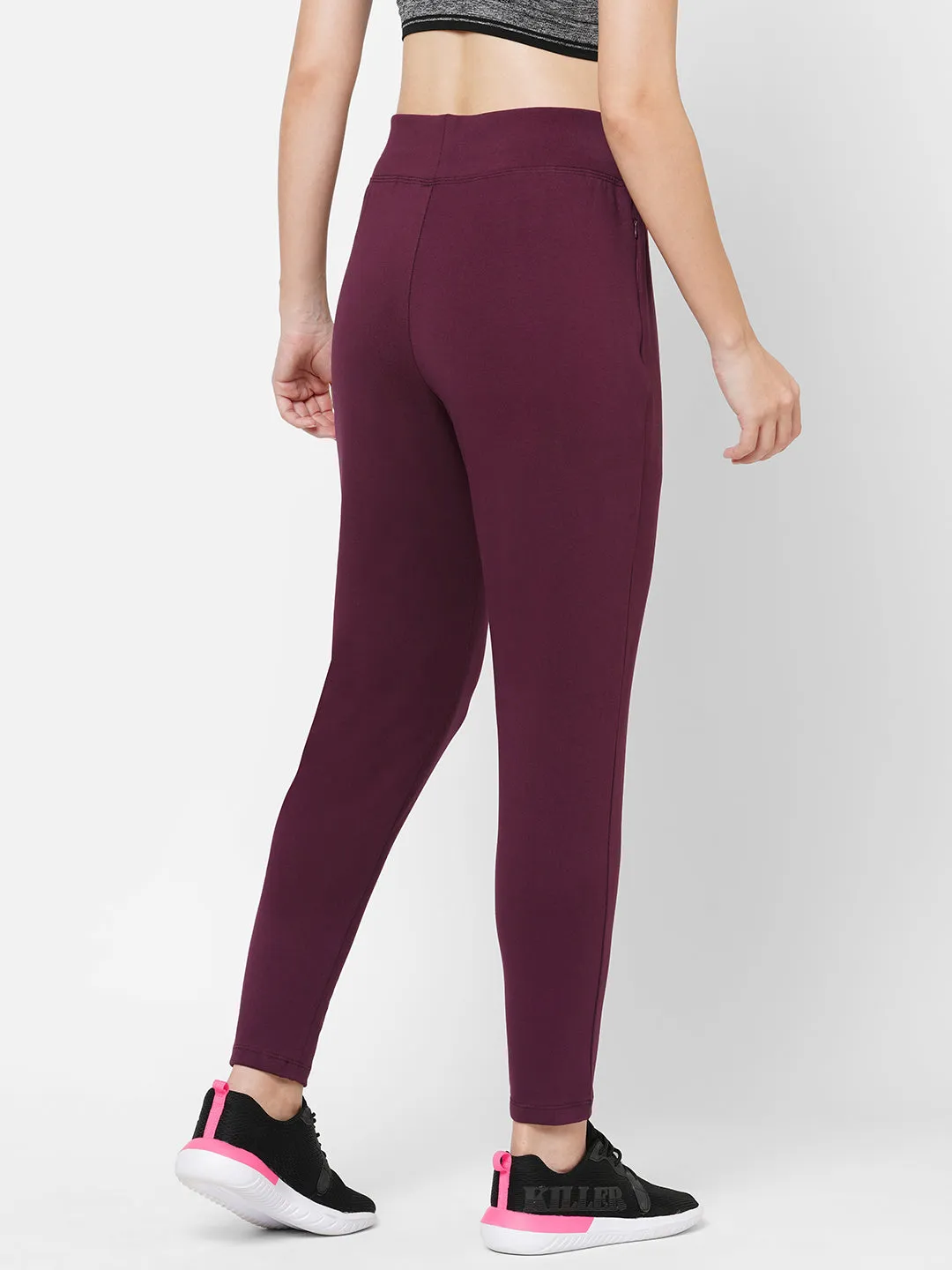 Wine Cotton-Poly Track Pants