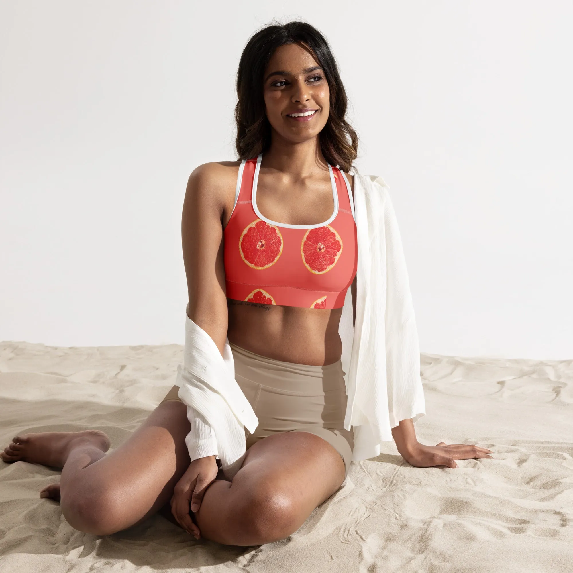 Zany Grapefruits print FYD Traditional Sports Bra